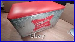 Vintage Miller High Life Cronstroms Beer Padded Ice Chest Metal Aluminum Cooler