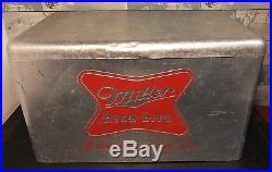 Vintage Miller High Life Metal Beer Cooler Embossed Double Sided with Tray Scarce