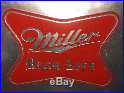 Vintage Miller High Life Metal Beer Cooler Embossed Double Sided with Tray Scarce