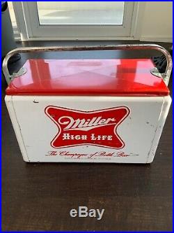 Vintage Miller High Life Metal Cooler 2 Sided Embossed