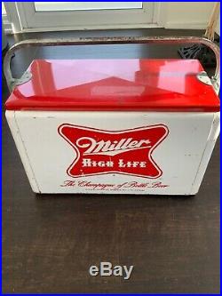 Vintage Miller High Life Metal Cooler 2 Sided Embossed