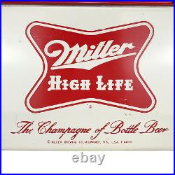 Vintage Miller High Life The Champagne Of Bottle Beer Metal Cooler Cream Red