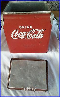 Vintage Miniature Coca-Cola Metal Cooler-Red with White Letters-TempRite MFG 6pk