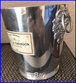 Vintage Moet Chandon Champagne Cooler Bucket White Label Vine Handle Used
