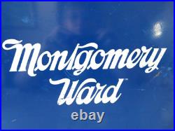 Vintage Montgomery Ward Metal Cooler Blue with White Script Logo