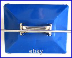 Vintage Montgomery Ward Metal Cooler Blue with White Script Logo