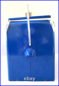 Vintage Montgomery Ward Metal Cooler Blue with White Script Logo