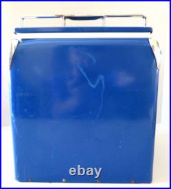 Vintage Montgomery Ward Metal Cooler Blue with White Script Logo