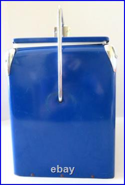 Vintage Montgomery Ward Metal Cooler Blue with White Script Logo