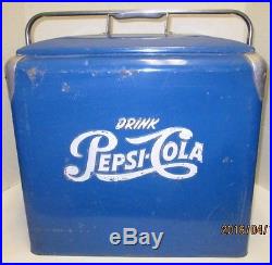 Vintage Nostalgic 50's metal blue Pepsi-Cola travel cooler bottle opener