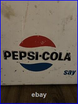 Vintage Old Mexican PEPSI COLA COOLER ICE CHEST Embossed 1960s Metal 22x13