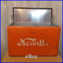 Vintage Orange Nesbitt's Soda Chest Cooler Metal Beer Retro 60's Mid Century