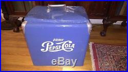 Vintage Original 1950's Metal Pepsi Cola Blue Cooler Acton