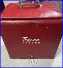 Vintage Original Antique Metal Trip-Nic Cooler RARE 19 x 18