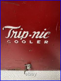 Vintage Original Antique Metal Trip-Nic Cooler RARE 19 x 18
