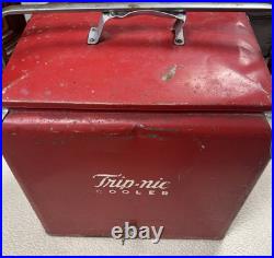 Vintage Original Antique Metal Trip-Nic Cooler RARE 19 x 18
