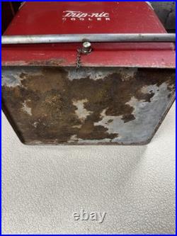 Vintage Original Antique Metal Trip-Nic Cooler RARE 19 x 18