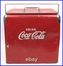 Vintage Original Coca Cola Metal Cooler Acton MFG Co. 1950 1960's Red Metal