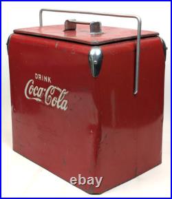 Vintage Original Coca Cola Metal Cooler Acton MFG Co. 1950 1960's Red Metal