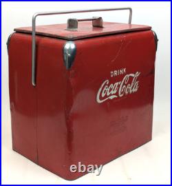 Vintage Original Coca Cola Metal Cooler Acton MFG Co. 1950 1960's Red Metal