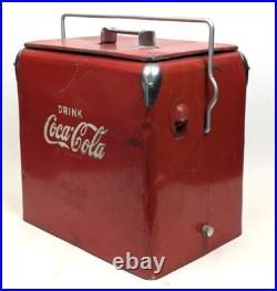 Vintage Original Coca Cola Metal Cooler Acton MFG Co. 1950 1960's Red Metal