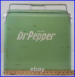 Vintage Original Green Metal Dr Pepper Chest Cooler Unrestored Soda Cooler