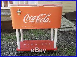 Vintage Original Metal Rolling Coca-Cola Cooler