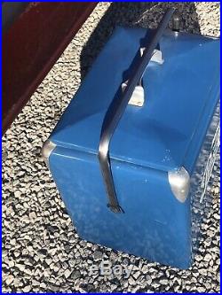 Vintage PEPSI-COLA Blue Metal Picnic Cooler Ice Chest Great Condition