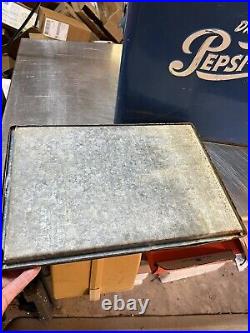 Vintage PEPSI COLA Progress Refrigerator Co. Metal 1950'S Era Cooler Ice box