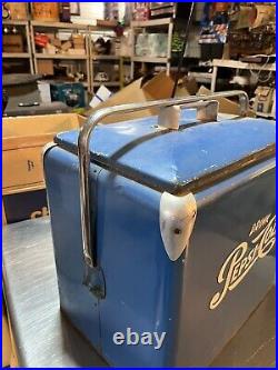 Vintage PEPSI COLA Progress Refrigerator Co. Metal 1950'S Era Cooler Ice box