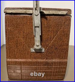 Vintage POLORON Tartan Ice Chest Metal W Locking Retractable Handles Camping RV