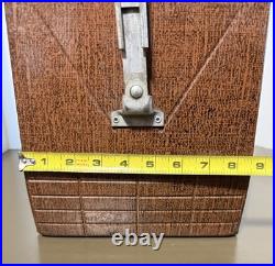 Vintage POLORON Tartan Ice Chest Metal W Locking Retractable Handles Camping RV