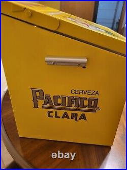 Vintage Pacifico Clara Cerveza Beer Cooler Metal Ice Chest Yellow