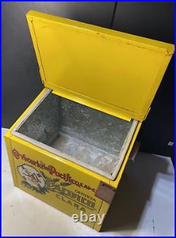 Vintage Pacifico Clara Cerveza Beer Cooler Metal Ice Chest Yellow Excellent