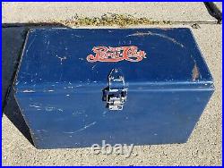 Vintage Pepsi Advertising Galvanized Metal Cooler with Tray Soda Pop Sign Gas Oil