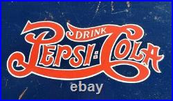 Vintage Pepsi Advertising Galvanized Metal Cooler with Tray Soda Pop Sign Gas Oil