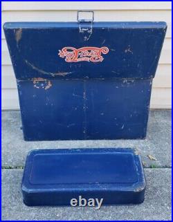 Vintage Pepsi Advertising Galvanized Metal Cooler with Tray Soda Pop Sign Gas Oil