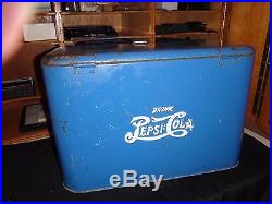 Vintage Pepsi Cola Blue Metal Cooler With Ice Chest-1950's-Original Paint