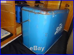 Vintage Pepsi Cola Blue Metal Cooler With Ice Chest-1950's-Original Paint