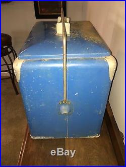 Vintage Pepsi Cola Blue Metal Cooler circa 1950s
