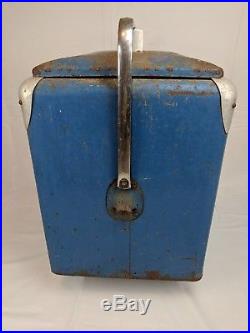 Vintage Pepsi Cola Large Blue Metal Ice Cooler Advertisement With Tray Drink