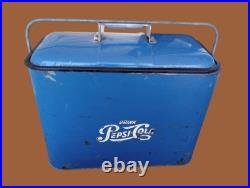 Vintage Pepsi-Cola Metal Cooler Picnic Ice Chest Portable 1950's Original