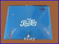 Vintage Pepsi-Cola Metal Cooler Picnic Ice Chest Portable 1950's Original