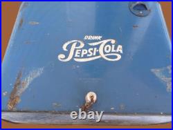 Vintage Pepsi-Cola Metal Cooler Picnic Ice Chest Portable 1950's Original