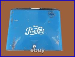 Vintage Pepsi-Cola Metal Cooler Picnic Ice Chest Portable 1950's Original