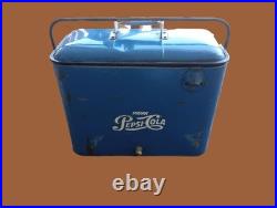 Vintage Pepsi-Cola Metal Cooler Picnic Ice Chest Portable 1950's Original