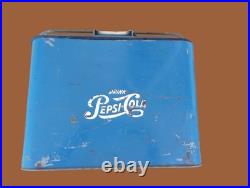 Vintage Pepsi-Cola Metal Cooler Picnic Ice Chest Portable 1950's Original