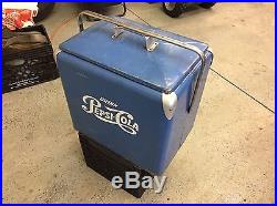 Vintage Pepsi Cola picnic ice chest cooler. Metal sign advertising