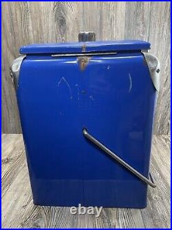 Vintage Pepsi Double Dot Metal Cooler Ice chest Blue Includes tray 1950s