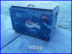 Vintage Pepsi Metal Ice Chest Cooler Pepsi-Cola Advertising Tin Cooler